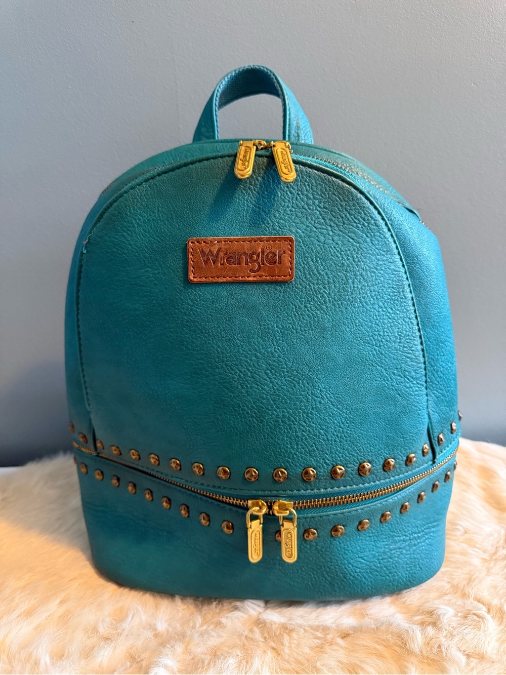 Wrangler x Montana West Turquoise Distressed Backpack with Rivets